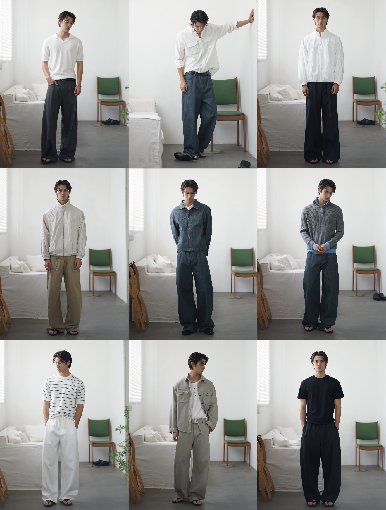 九宫格男装造型和工作室素材